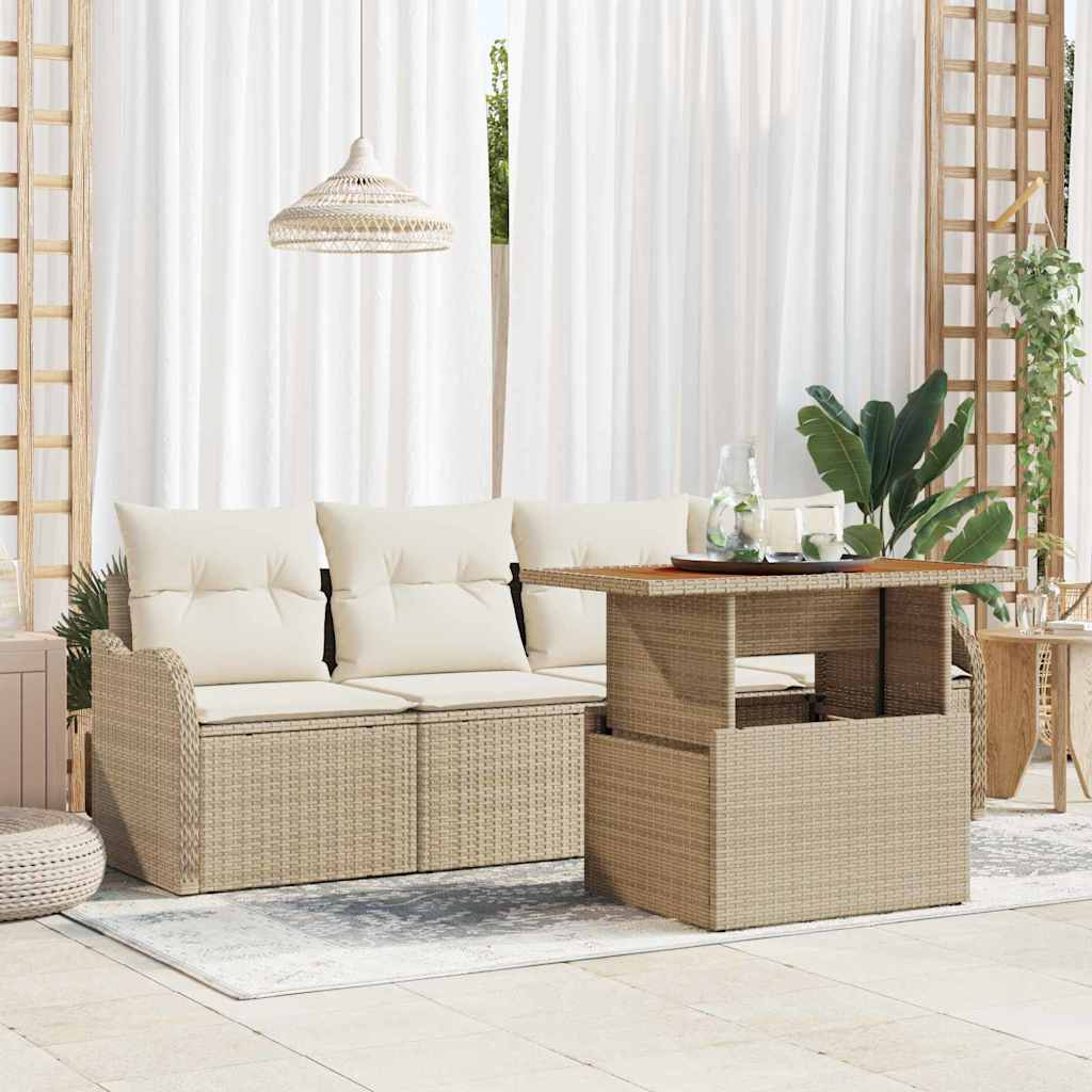 5-Teiliges Garten-Sofaset Mit Kissen In Aus Poly-Rattan