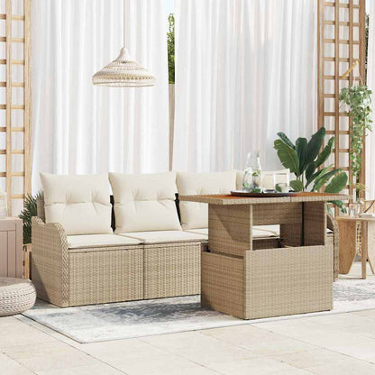 5-Teiliges Garten-Sofaset Mit Kissen In Aus Poly-Rattan