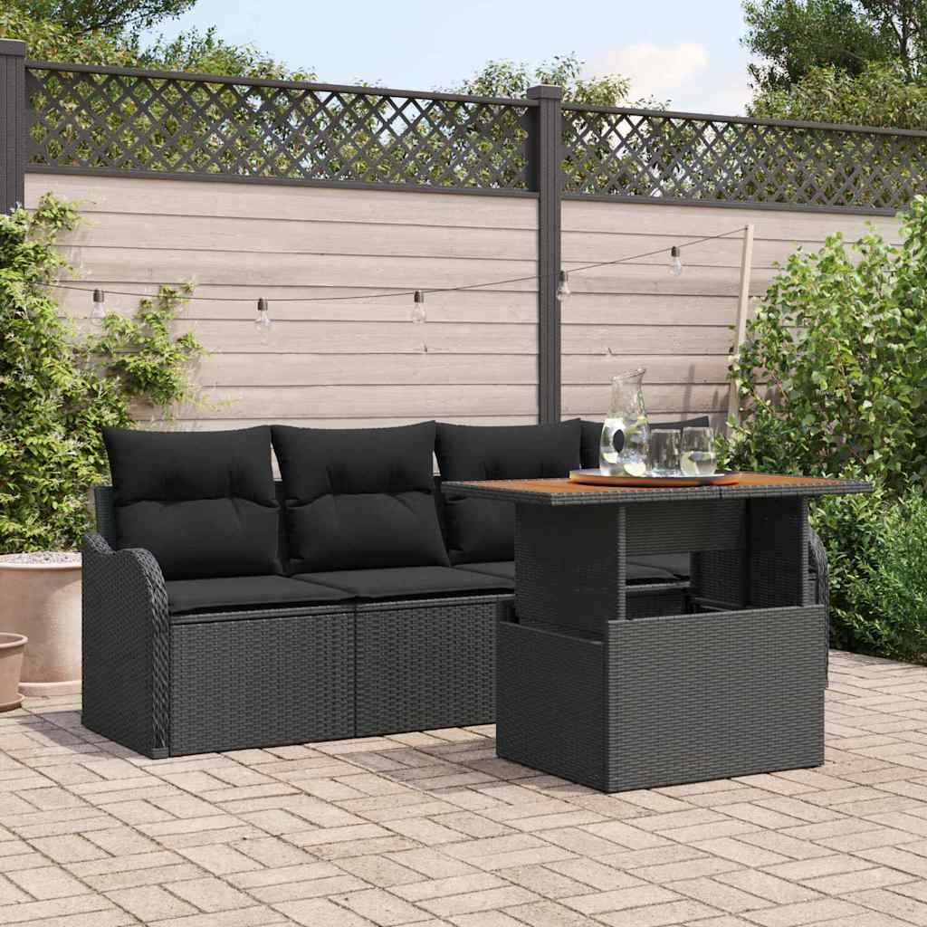 5-Teiliges Garten-Sofaset Mit Kissen In Aus Poly-Rattan