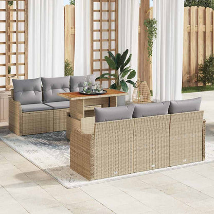 7-Teiliges Garten-Sofa-Set Mit Kissen In Aus Poly-Rattan
