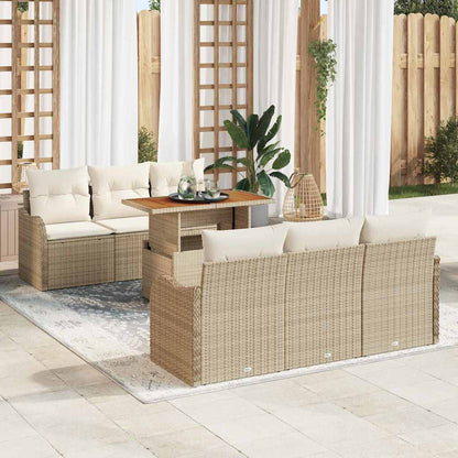 7-Teiliges Garten-Sofa-Set Mit Kissen In Aus Poly-Rattan