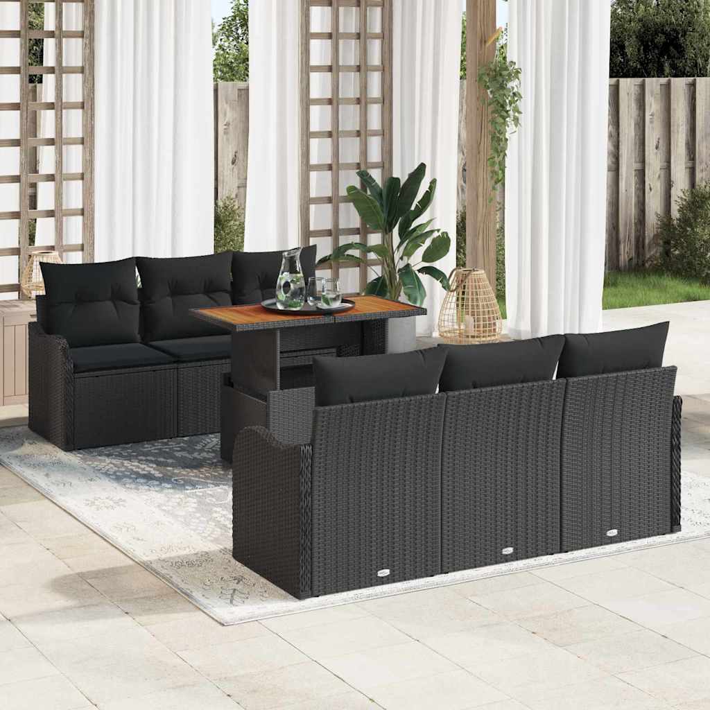 7-Teiliges Garten-Sofa-Set Mit Kissen In Aus Poly-Rattan