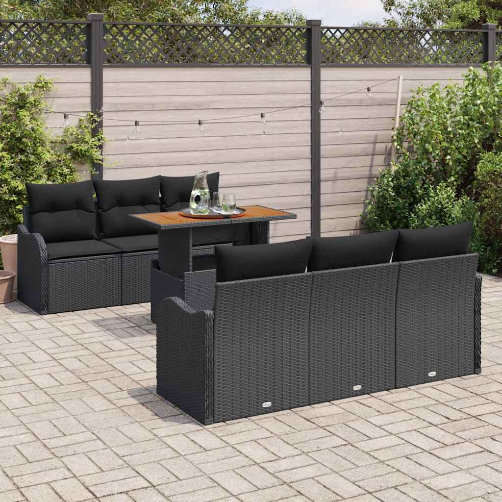7-Teiliges Garten-Sofa-Set Mit Kissen In Aus Poly-Rattan