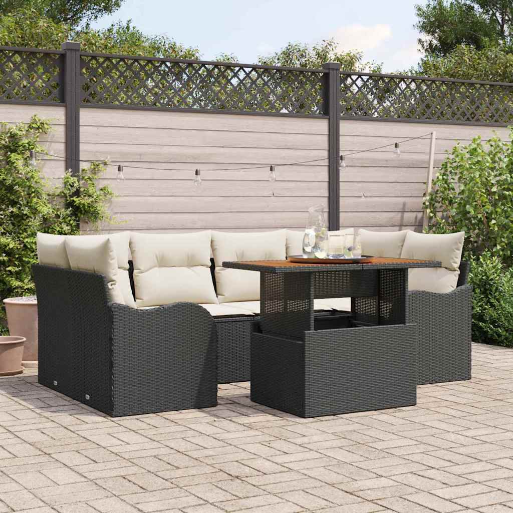7-Teiliges Gartensofa-Set Mit Kissen In Aus Poly Rattan