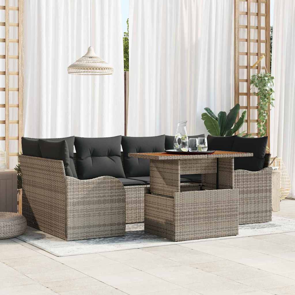 7-Teiliges Gartensofa-Set Mit Kissen In Aus Poly Rattan