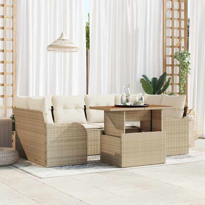 7-Teiliges Gartensofa-Set Mit Kissen In Aus Poly Rattan