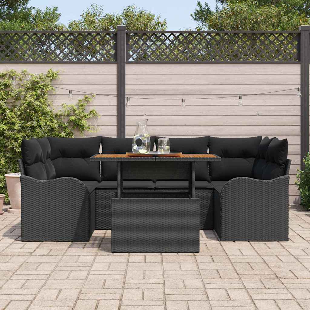 7-Teiliges Gartensofa-Set Mit Kissen In Aus Poly Rattan