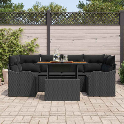 7-Teiliges Gartensofa-Set Mit Kissen In Aus Poly Rattan