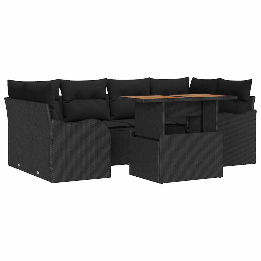 7-Teiliges Gartensofa-Set Mit Kissen In Aus Poly Rattan