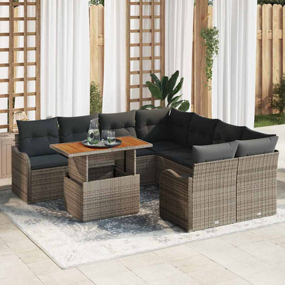 9-Teiliges Garten-Sofa-Set Mit Kissen In Aus Poly-Rattan