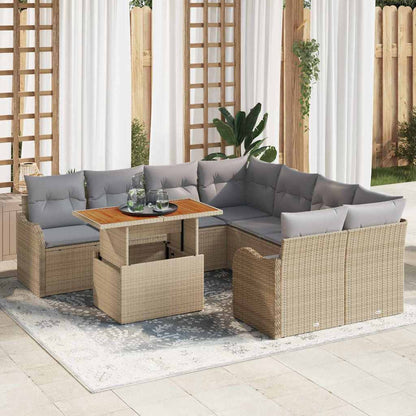 9-Teiliges Garten-Sofa-Set Mit Kissen In Aus Poly-Rattan