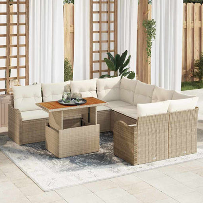 9-Teiliges Garten-Sofa-Set Mit Kissen In Aus Poly-Rattan