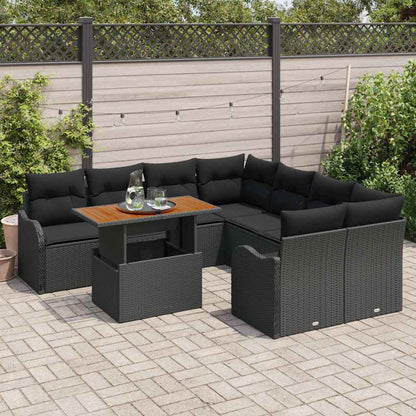 9-Teiliges Garten-Sofa-Set Mit Kissen In Aus Poly-Rattan