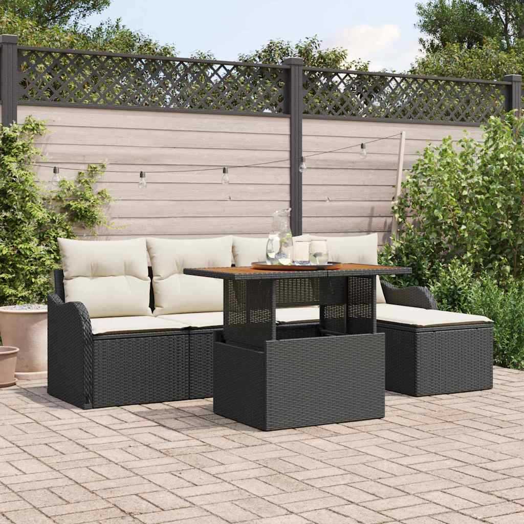 6-Teiliges Gartensofa-Set Mit Kissen Aus Em Poly-Rattan