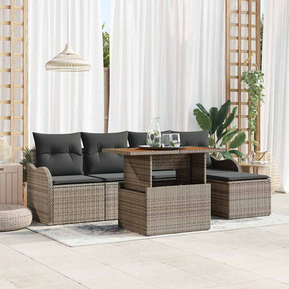 6-Teiliges Gartensofa-Set Mit Kissen Aus Em Poly-Rattan