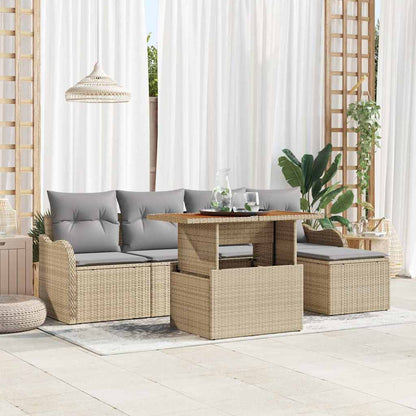 6-Teiliges Gartensofa-Set Mit Kissen Aus Em Poly-Rattan