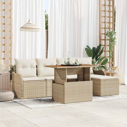 6-Teiliges Gartensofa-Set Mit Kissen Aus Em Poly-Rattan