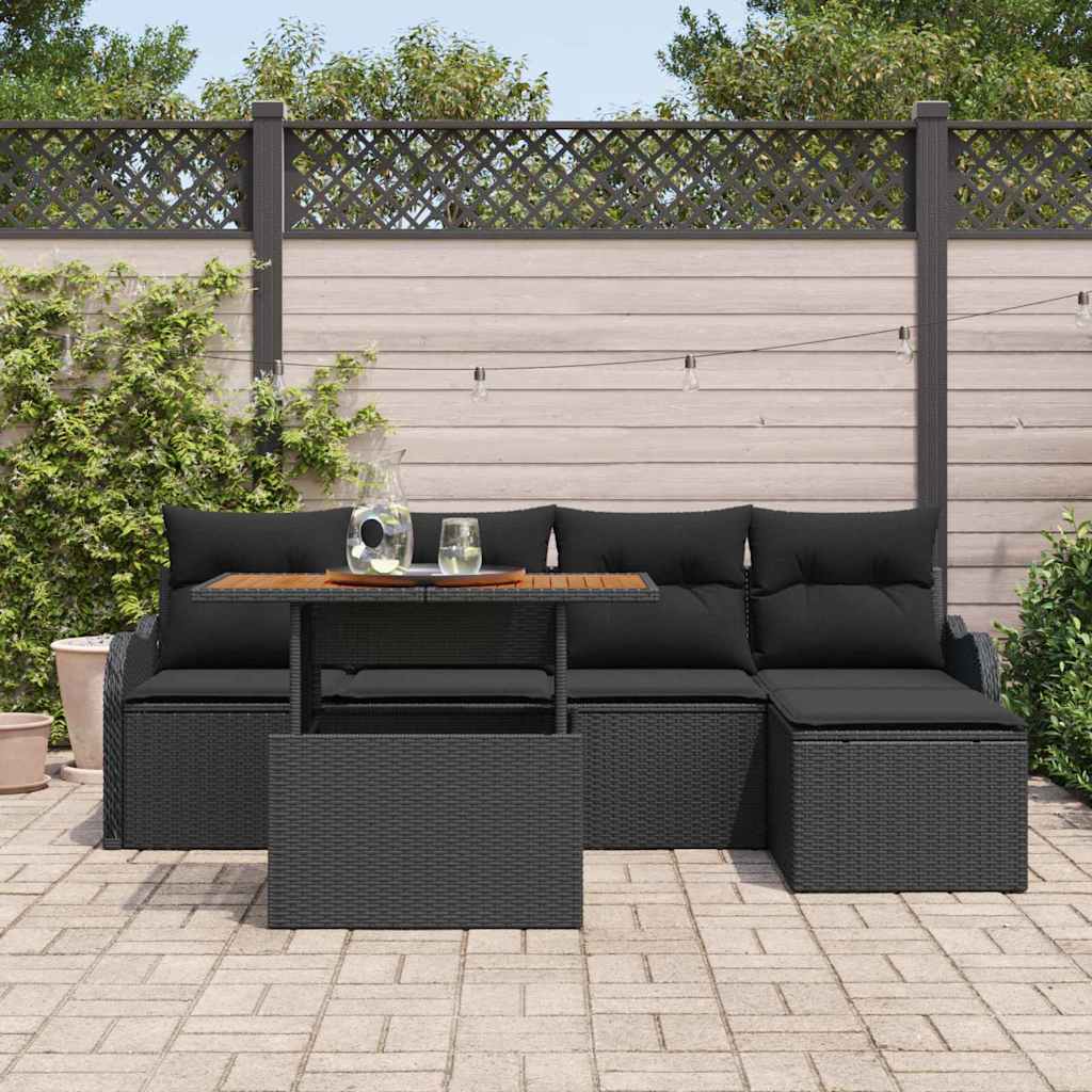 6-Teiliges Gartensofa-Set Mit Kissen Aus Em Poly-Rattan