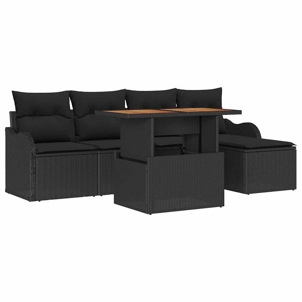 6-Teiliges Gartensofa-Set Mit Kissen Aus Em Poly-Rattan