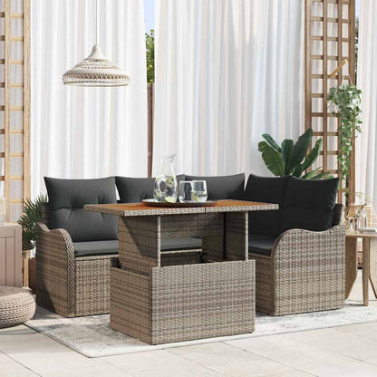 5-Teiliges Garten Sofa Set Mit Kissen Poly Rattan