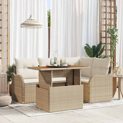 5-Teiliges Garten Sofa Set Mit Kissen Poly Rattan