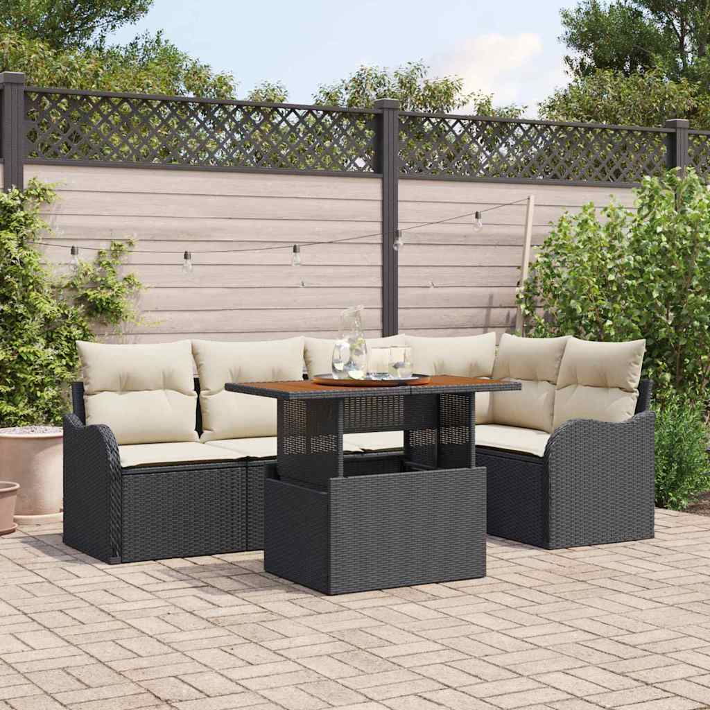 6-Teiliges Garten Sofa Set Mit Kissen Poly Rattan