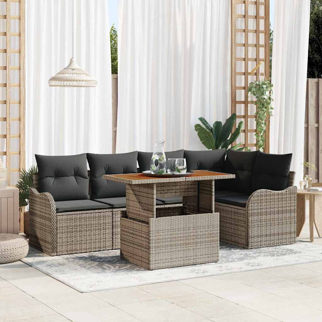 6-Teiliges Garten Sofa Set Mit Kissen Poly Rattan