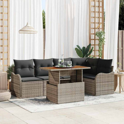 6-Teiliges Garten Sofa Set Mit Kissen Poly Rattan