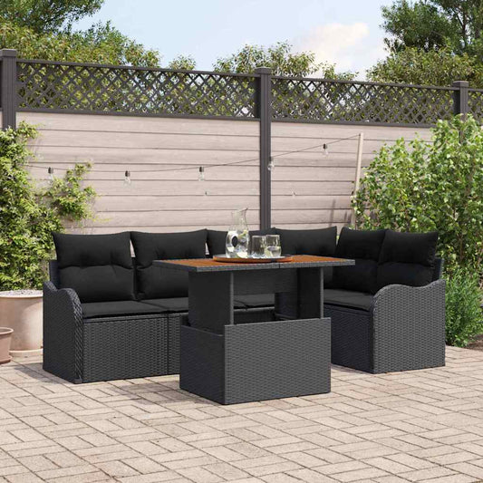 6-Teiliges Garten Sofa Set Mit Kissen Poly Rattan