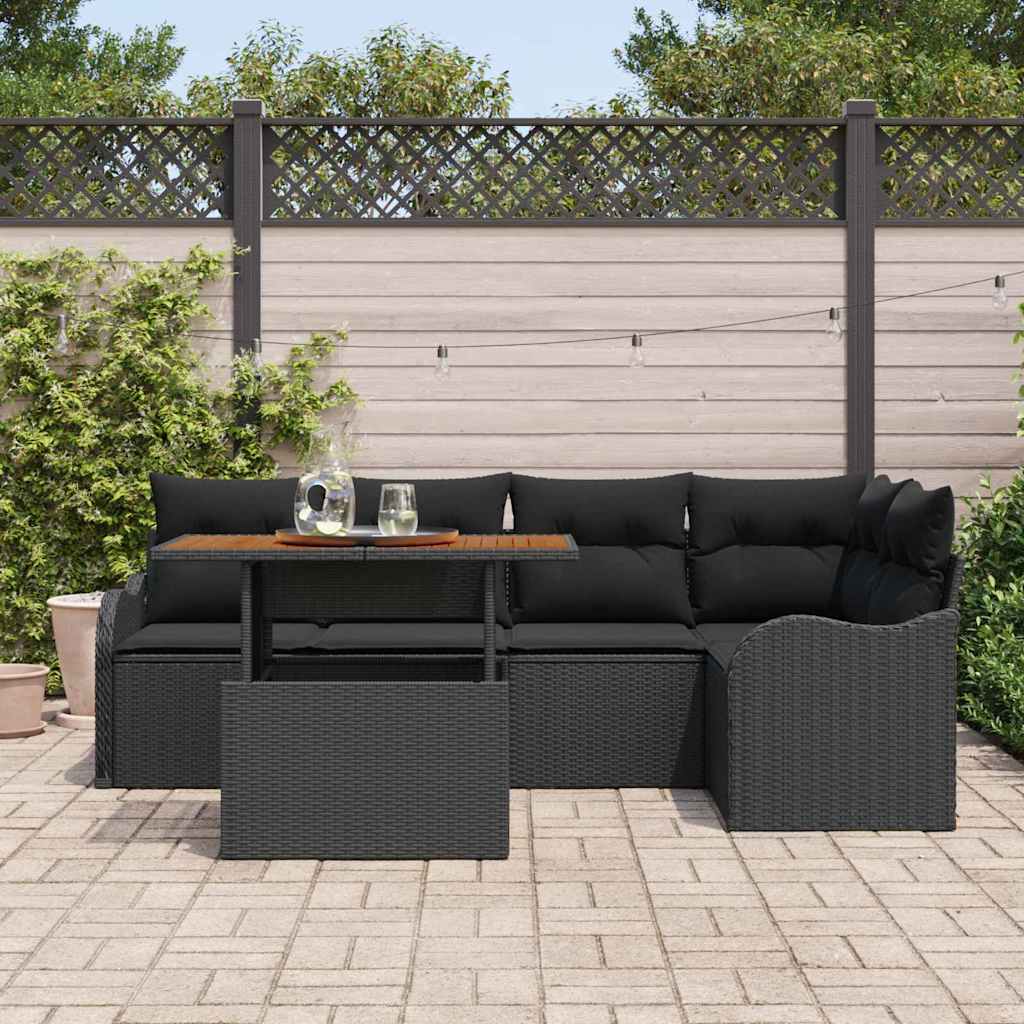 6-Teiliges Garten Sofa Set Mit Kissen Poly Rattan