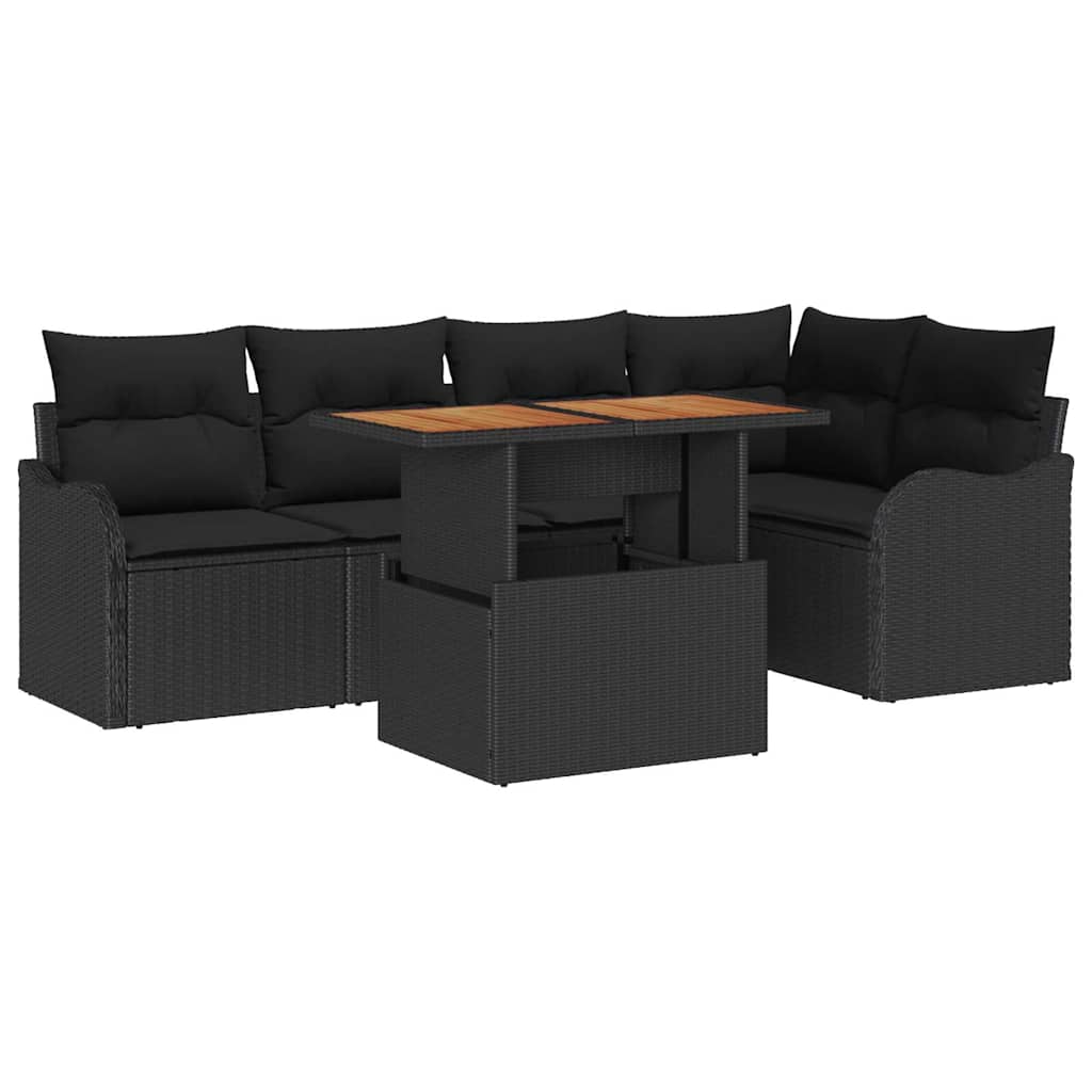 6-Teiliges Garten Sofa Set Mit Kissen Poly Rattan
