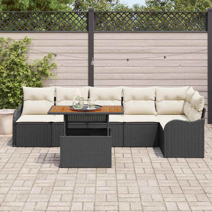 7-Teiliges Garten Sofa Set Mit Kissen Poly Rattan