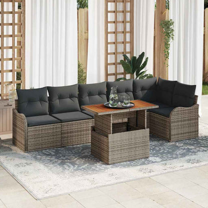7-Teiliges Garten Sofa Set Mit Kissen Poly Rattan