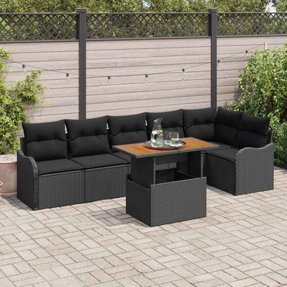 7-Teiliges Garten Sofa Set Mit Kissen Poly Rattan