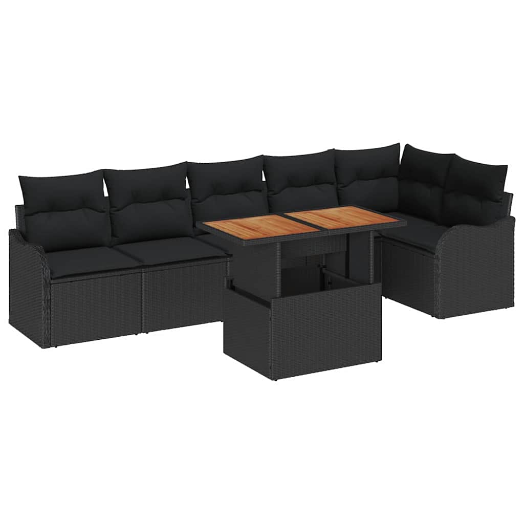 7-Teiliges Garten Sofa Set Mit Kissen Poly Rattan