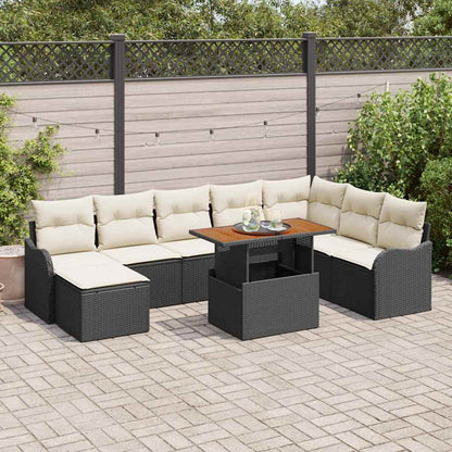 9-Teiliges Garten Sofa Set Mit Kissen Beige Poly Rattan