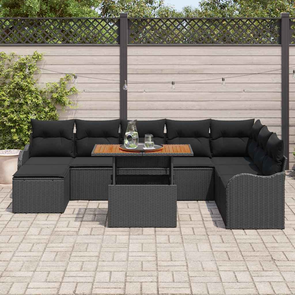 9-Teiliges Garten Sofa Set Mit Kissen Beige Poly Rattan