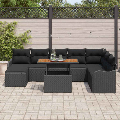 9-Teiliges Garten Sofa Set Mit Kissen Beige Poly Rattan