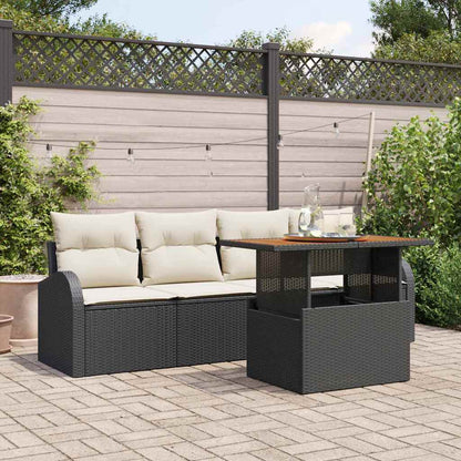 5-Teiliges Garten-Sofa-Set Mit Kissen Poly Rattan