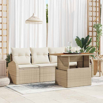 5-Teiliges Garten-Sofa-Set Mit Kissen Poly Rattan