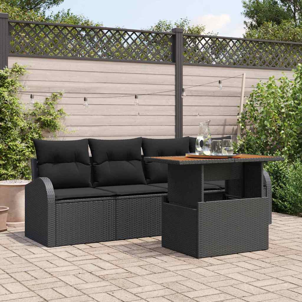 5-Teiliges Garten-Sofa-Set Mit Kissen Poly Rattan