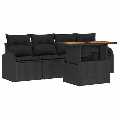 5-Teiliges Garten-Sofa-Set Mit Kissen Poly Rattan