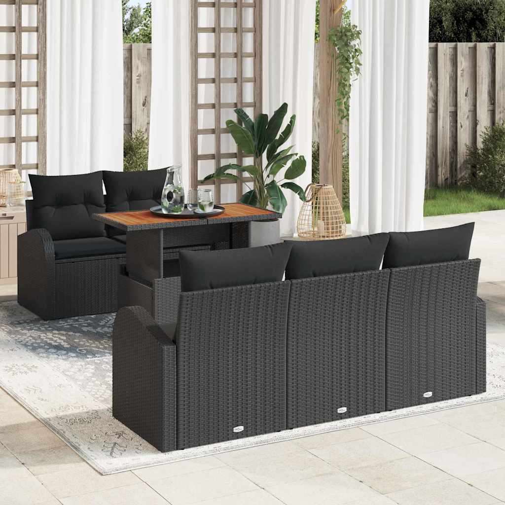 6-Teiliges Garten-Sofa-Set Mit Kissen Poly Rattan