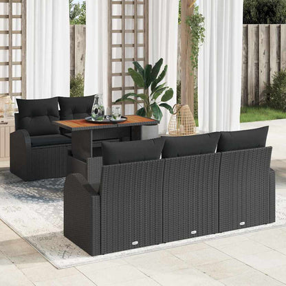 6-Teiliges Garten-Sofa-Set Mit Kissen Poly Rattan