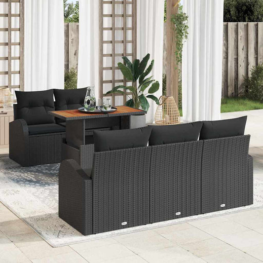 6-Teiliges Garten-Sofa-Set Mit Kissen Poly Rattan