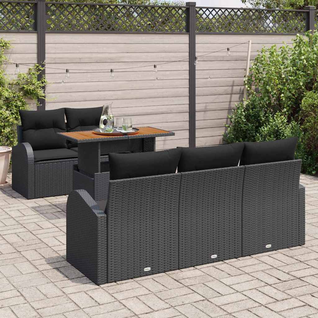 6-Teiliges Garten-Sofa-Set Mit Kissen Poly Rattan
