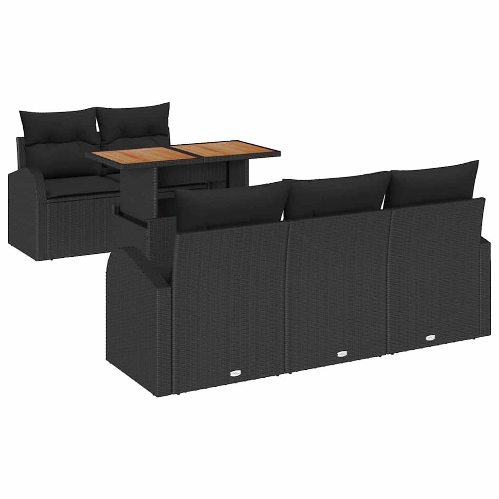 6-Teiliges Garten-Sofa-Set Mit Kissen Poly Rattan