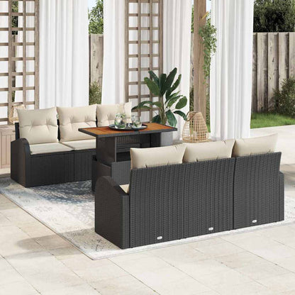 7-Teiliges Garten-Sofa-Set Mit Kissen Poly-Rattan