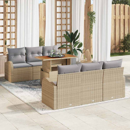 7-Teiliges Garten-Sofa-Set Mit Kissen Poly-Rattan