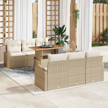 7-Teiliges Garten-Sofa-Set Mit Kissen Poly-Rattan